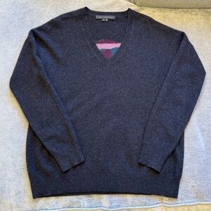 Skull Cashmere Dark Gray V-Neck Sweater